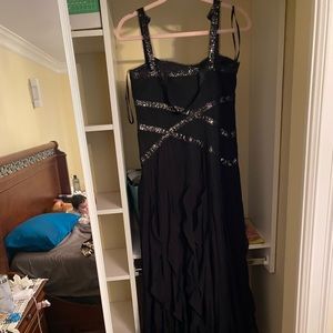 Black BCBG sequence ruffled dress. Size 8.